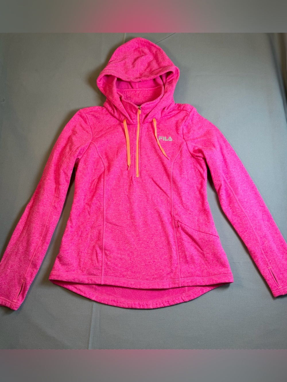 Fila Women's szM Hot Pink Thermal Quarter-Zip Active High Neck Hoodie